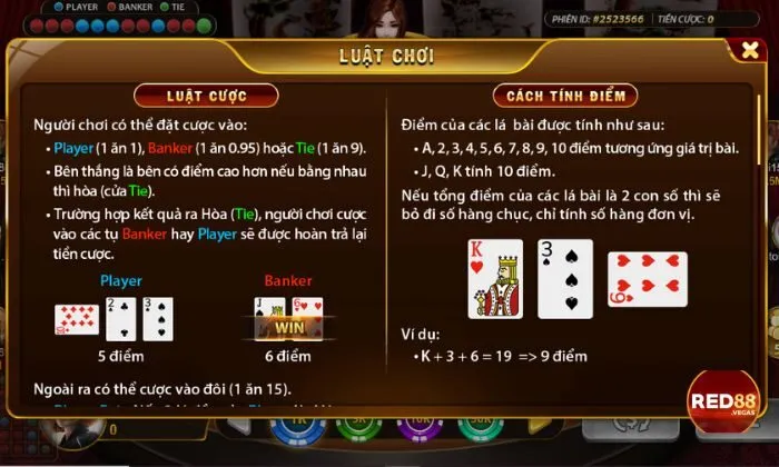 Luật chơi Baccarat Red88 vô cùng đơn giản