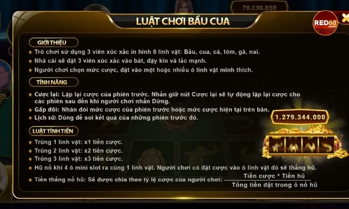 Luật chơi bầu cua tại Red88