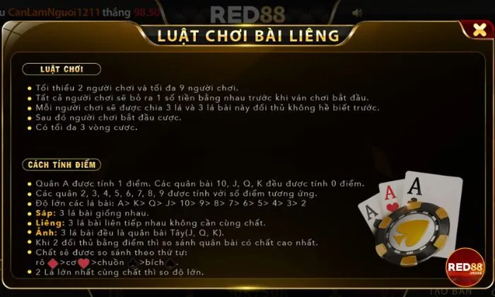 Luật chơi Liêng Red88