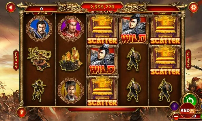 Giao diện của game slot Tam quốc tranh hùng Red88 thân thiện với người dùng