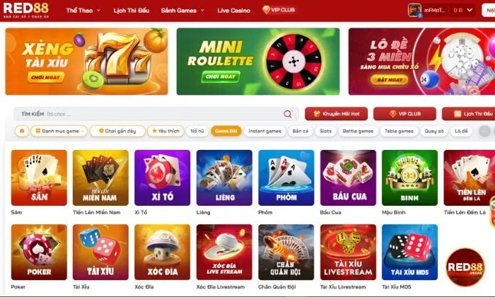 Game Tiến lên miền Nam rất dễ tìm ở ngay phần Game bài ở Sảnh game của trang chủ Red88