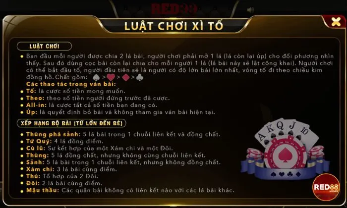 Luật chơi Xì tố tại Red88 vô cùng dễ hiểu